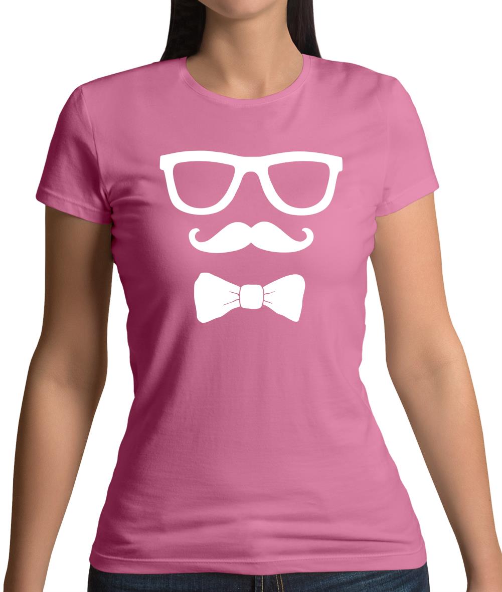 Glasses Moustache Bowtie Womens T-Shirt