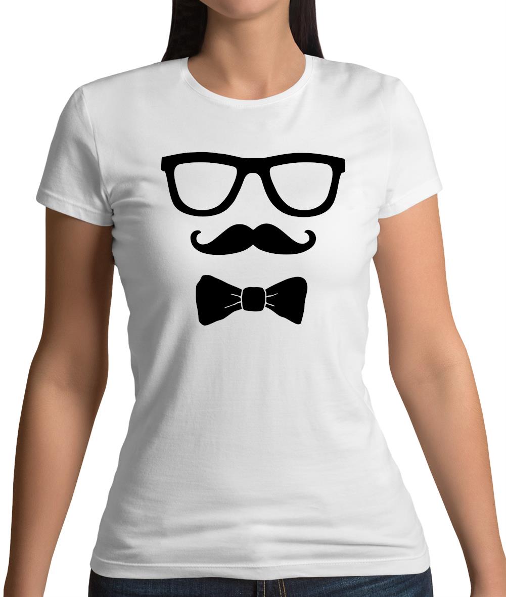 Glasses Moustache Bowtie Womens T-Shirt