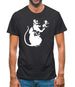 Banksy Listening Rat Mens T-Shirt