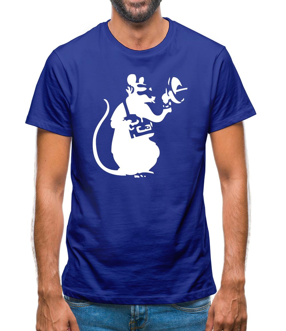 Banksy Listening Rat Mens T-Shirt