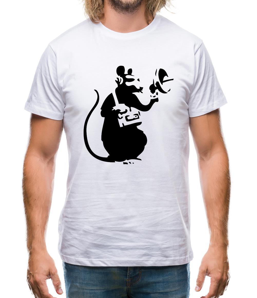 Banksy Listening Rat Mens T-Shirt