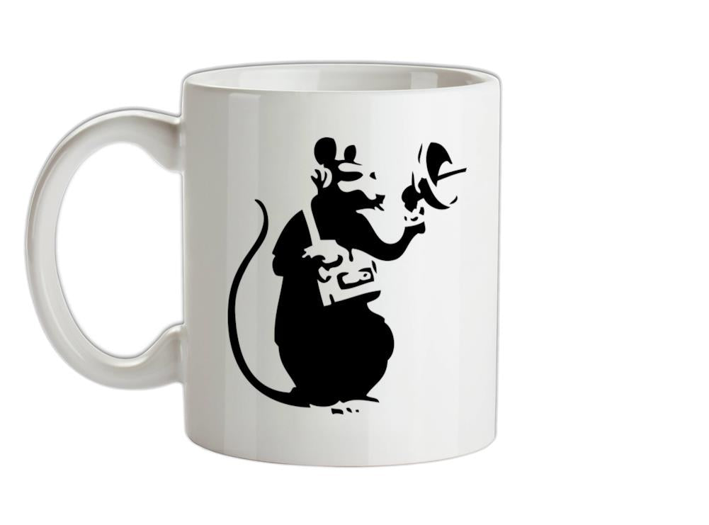 Banksy Listening Rat Ceramic Mug