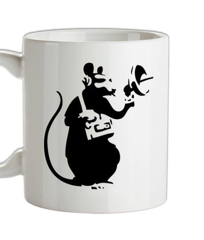 Banksy Listening Rat Ceramic Mug