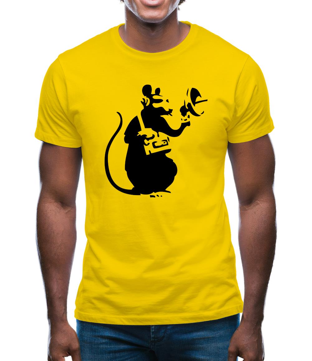 Banksy Listening Rat Mens T-Shirt