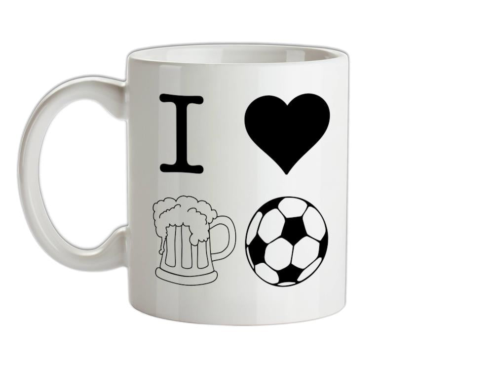 I Heart Beer and Football Ceramic Mug