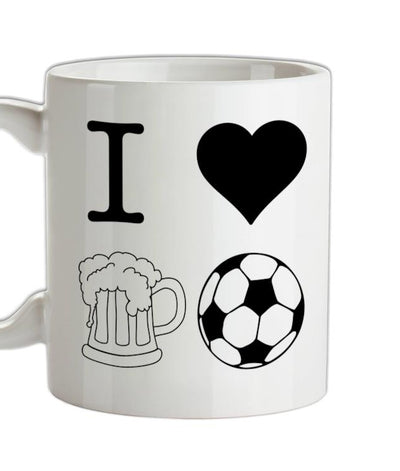 I Heart Beer and Football Ceramic Mug