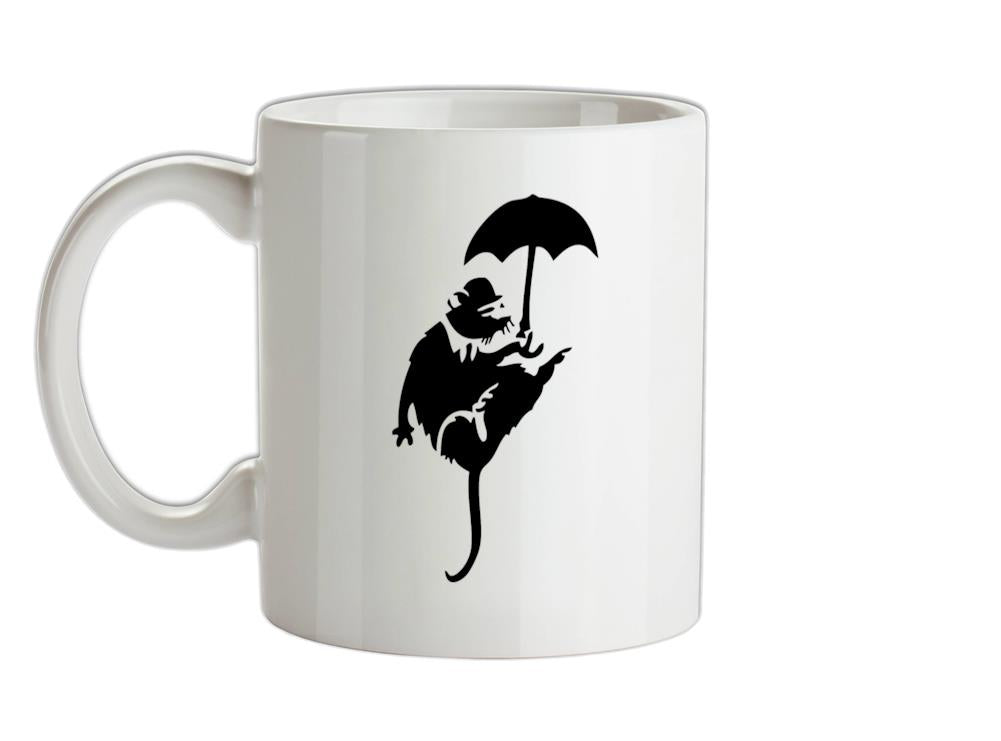 Banksy Flying Rat Ceramic Mug