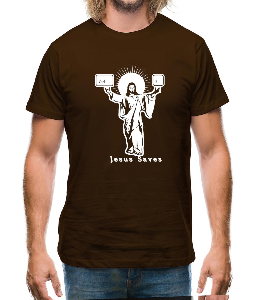 Jesus Saves (Ctrl+S) Mens T-Shirt