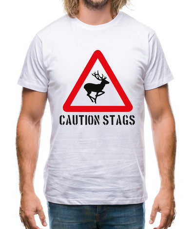 Caution Stags Mens T-Shirt
