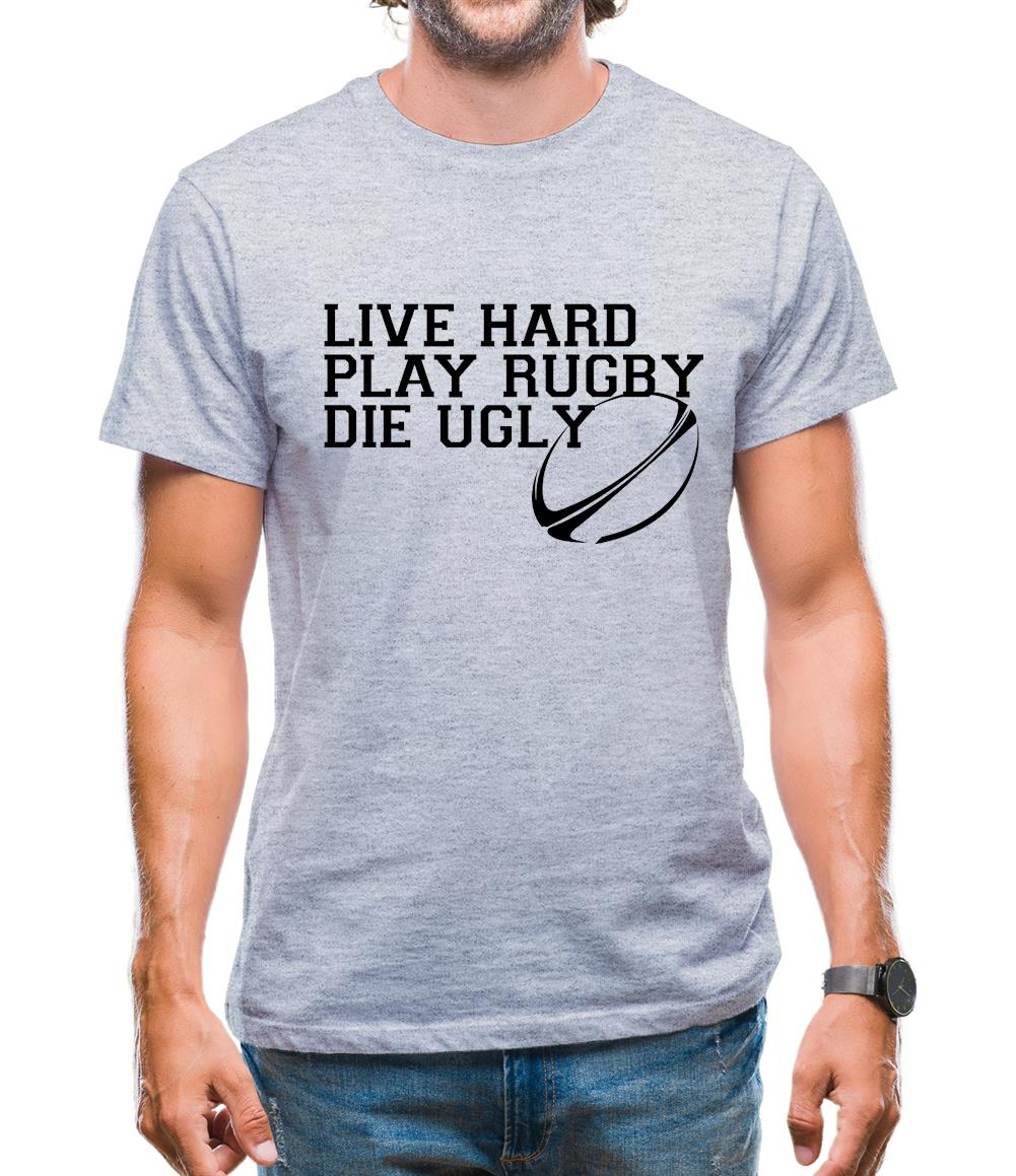 Live Hard Play Rugby Die Ugly Mens T-Shirt