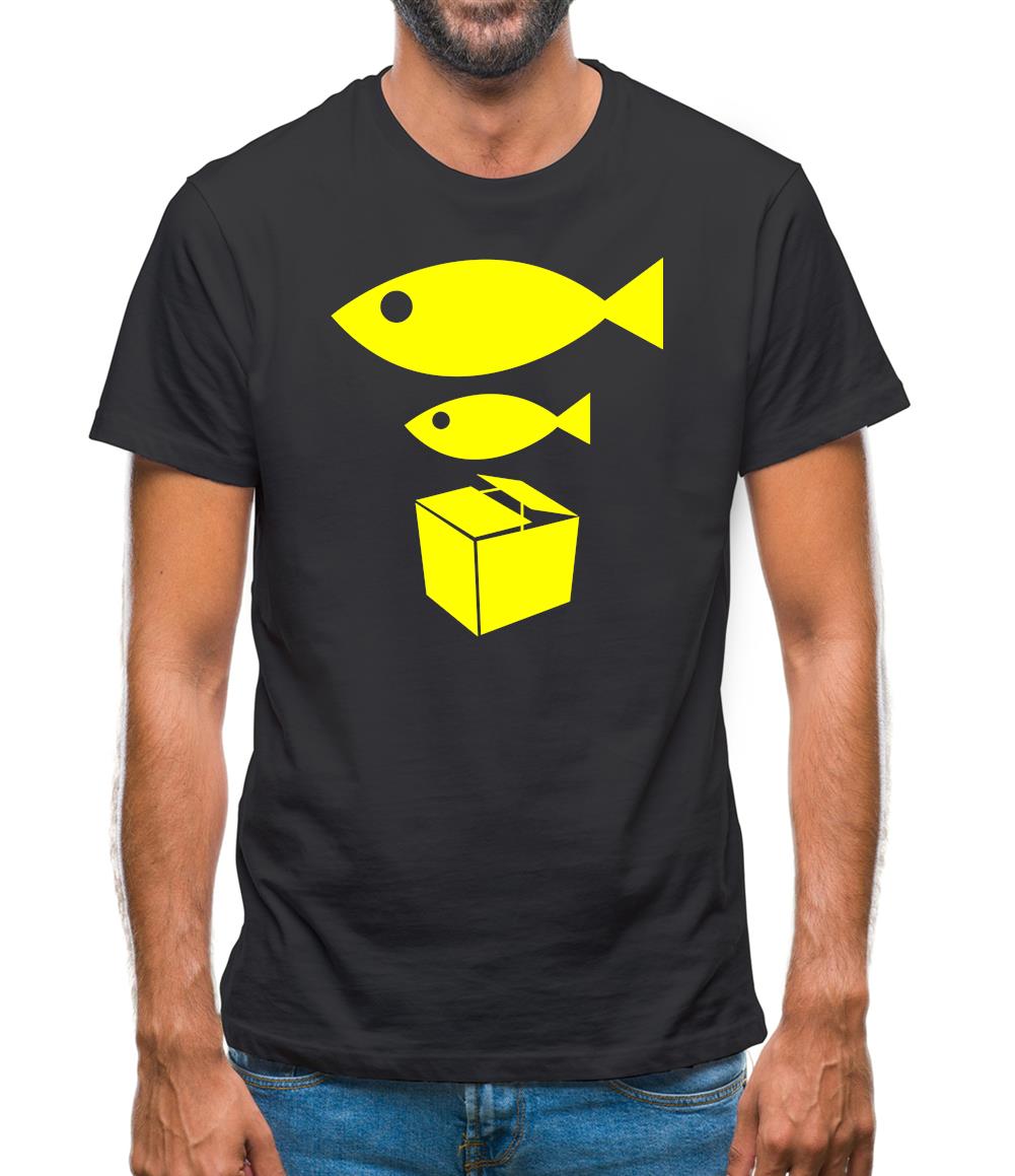 Big Fish Little Fish Cardboard Box Mens T-Shirt