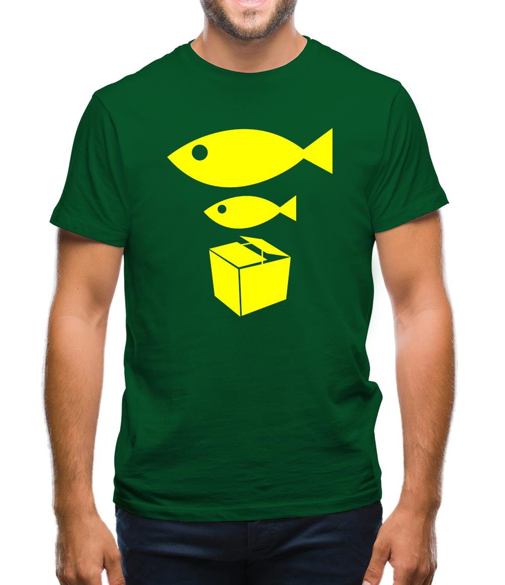 Big Fish Little Fish Cardboard Box Mens T-Shirt