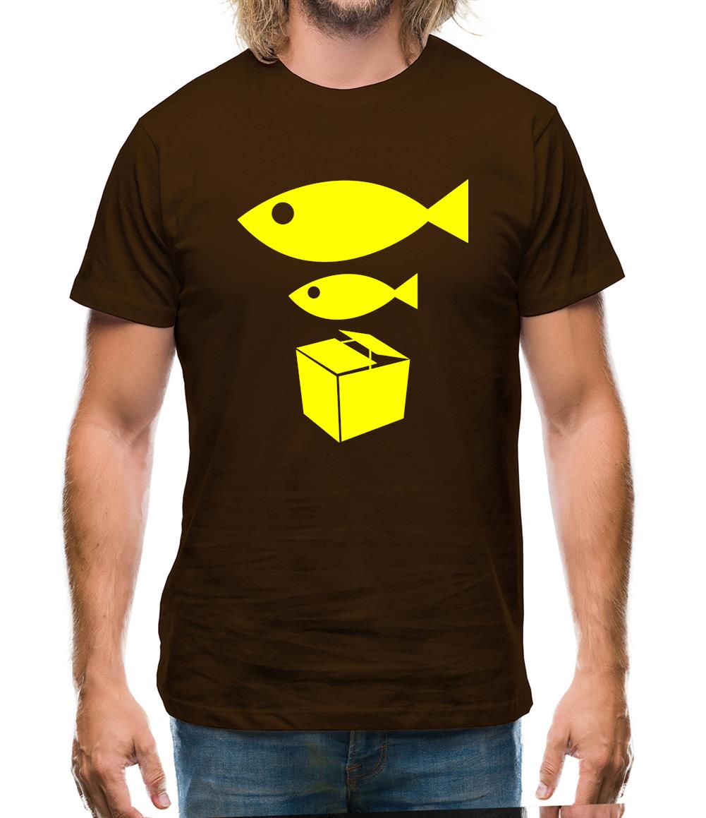 Big Fish Little Fish Cardboard Box Mens T-Shirt