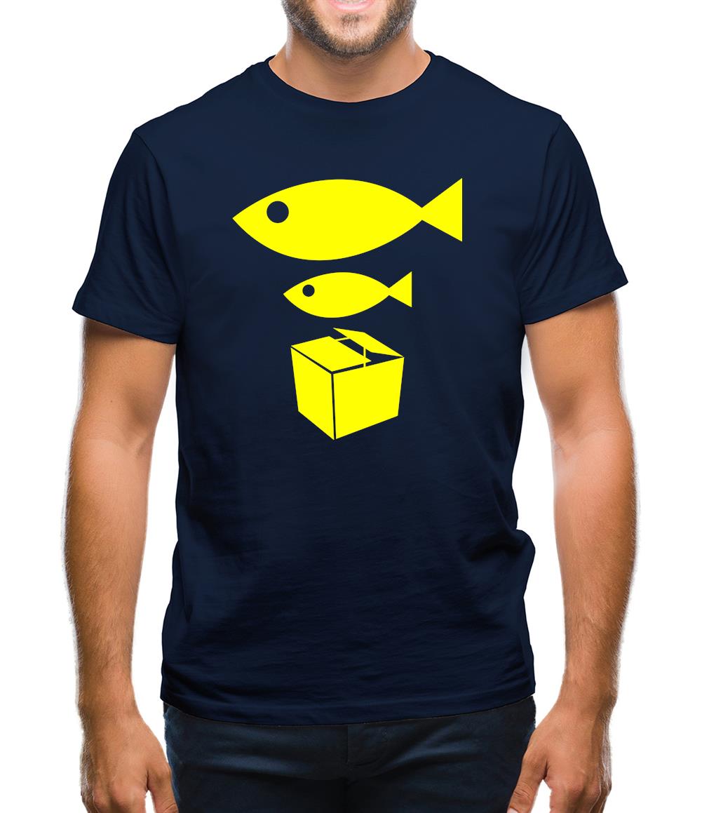 Big Fish Little Fish Cardboard Box Mens T-Shirt