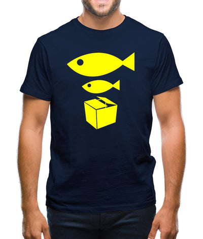 Big Fish Little Fish Cardboard Box Mens T-Shirt