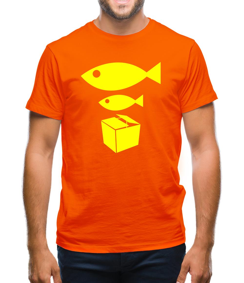 Big Fish Little Fish Cardboard Box Mens T-Shirt