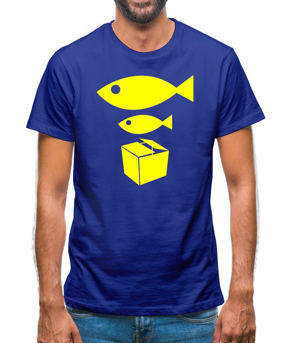 Big Fish Little Fish Cardboard Box Mens T-Shirt
