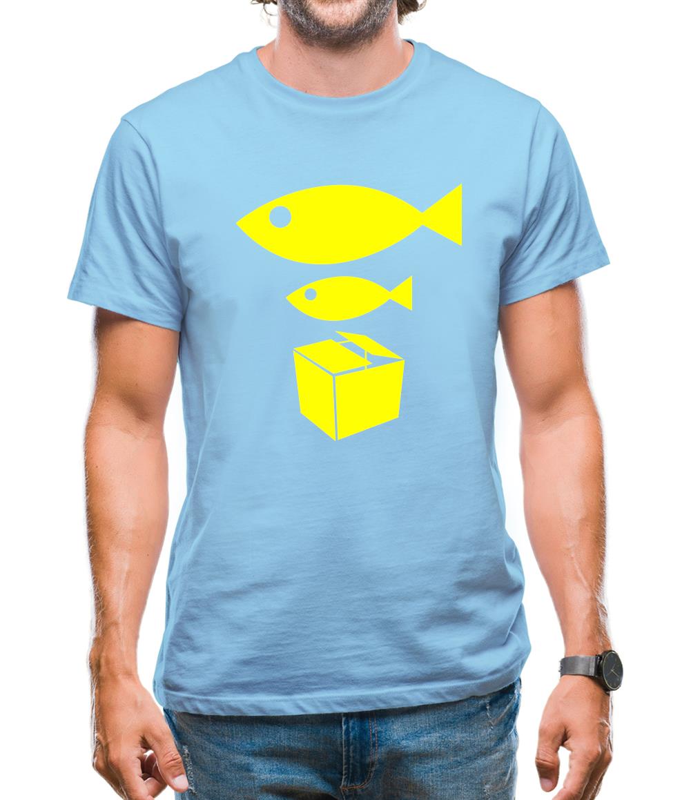 Big Fish Little Fish Cardboard Box Mens T-Shirt