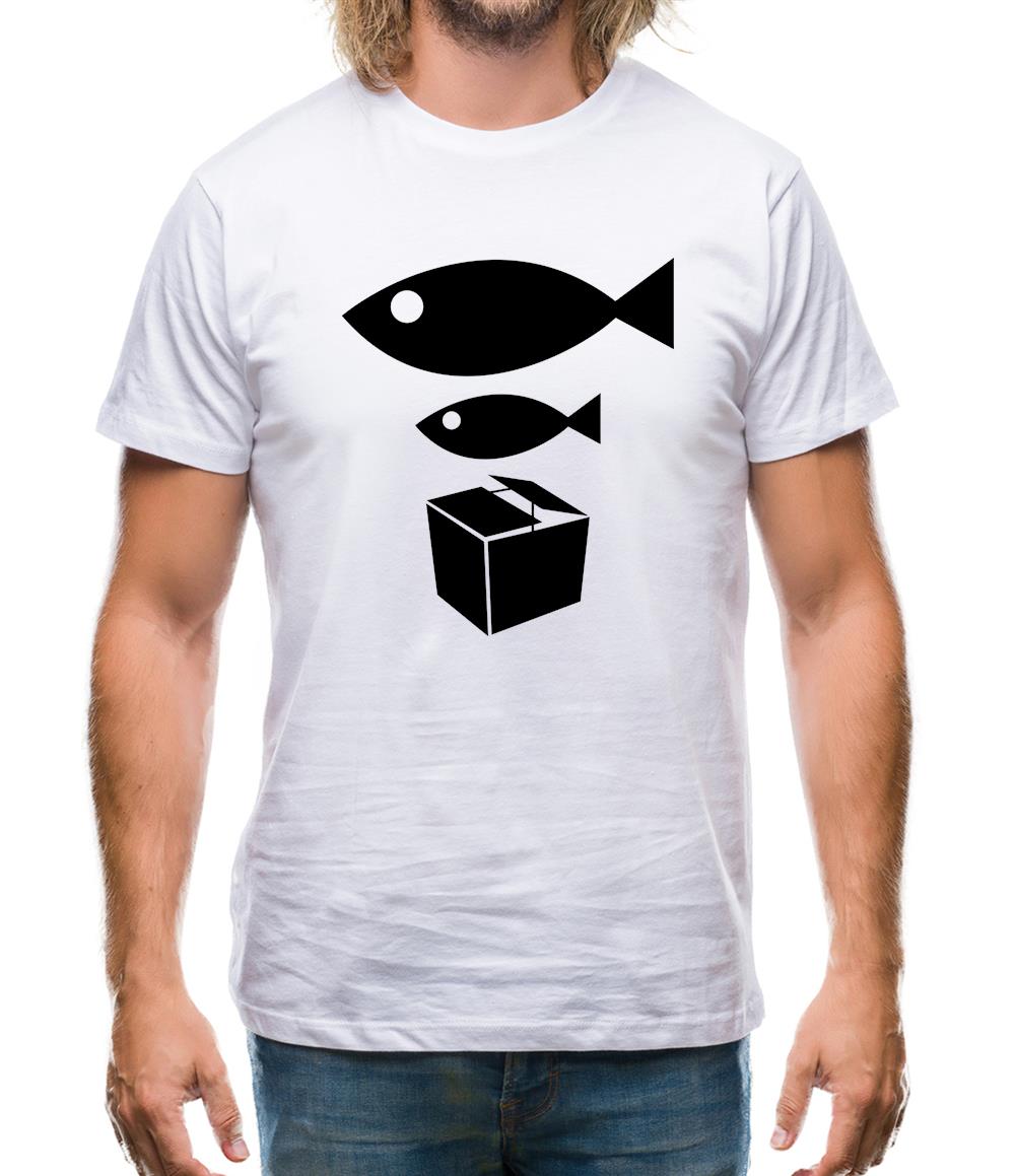Big Fish Little Fish Cardboard Box Mens T-Shirt