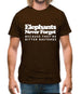 Elephants Never Forget Because They're Bitter Bastards Mens T-Shirt