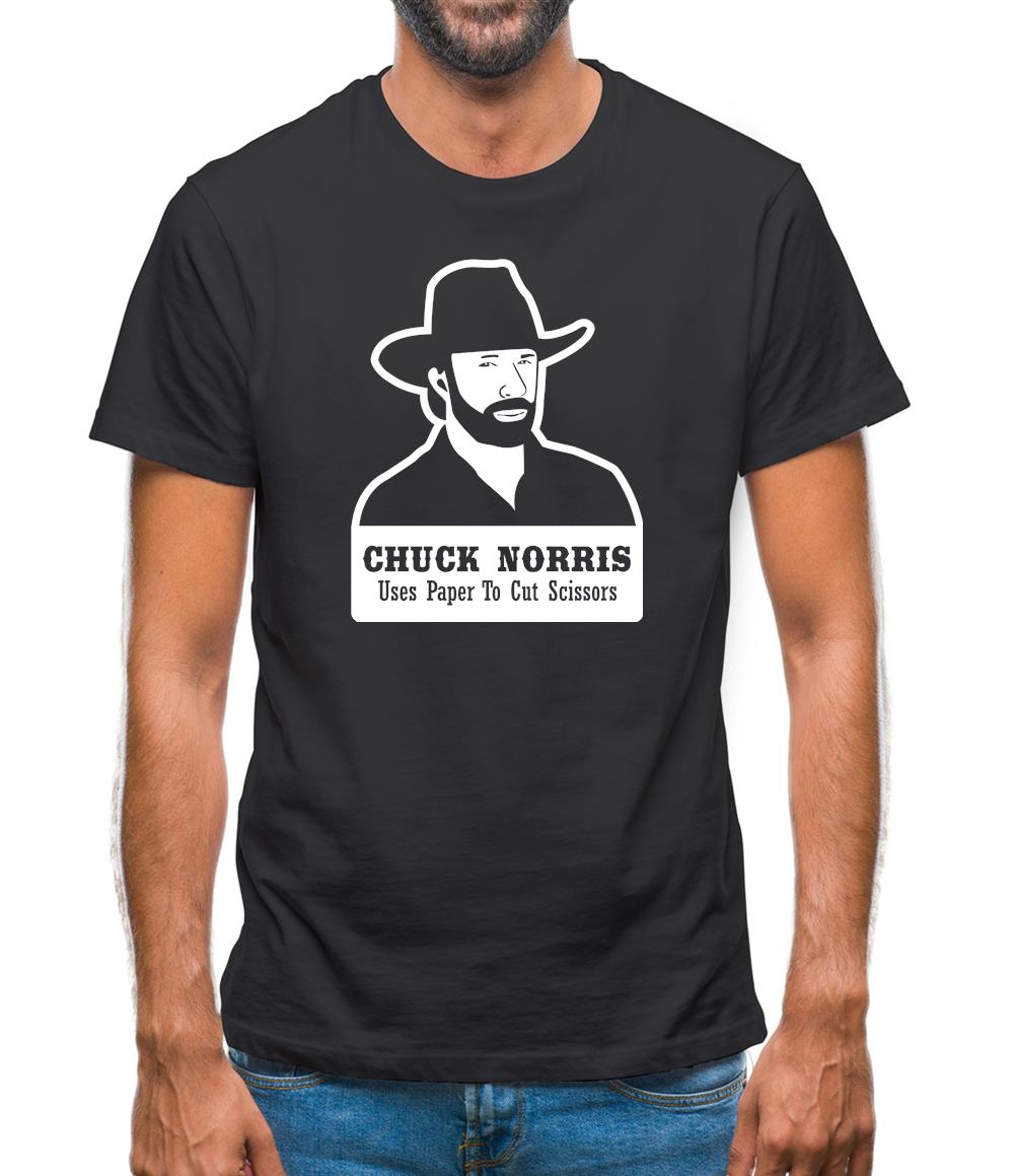 Chuck Norris Uses Paper To Cut Scissors Mens T-Shirt