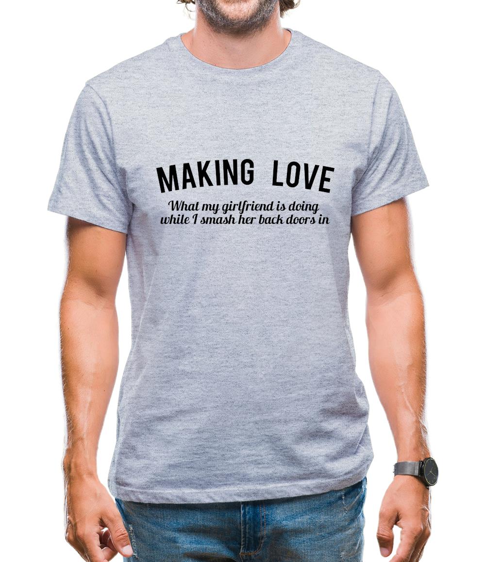 Making Love What My Girlfriend Is Doing While I Smash Her Back Doors In Mens T-Shirt