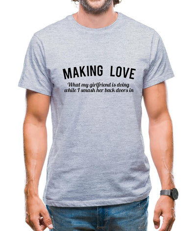 Making Love What My Girlfriend Is Doing While I Smash Her Back Doors In Mens T-Shirt